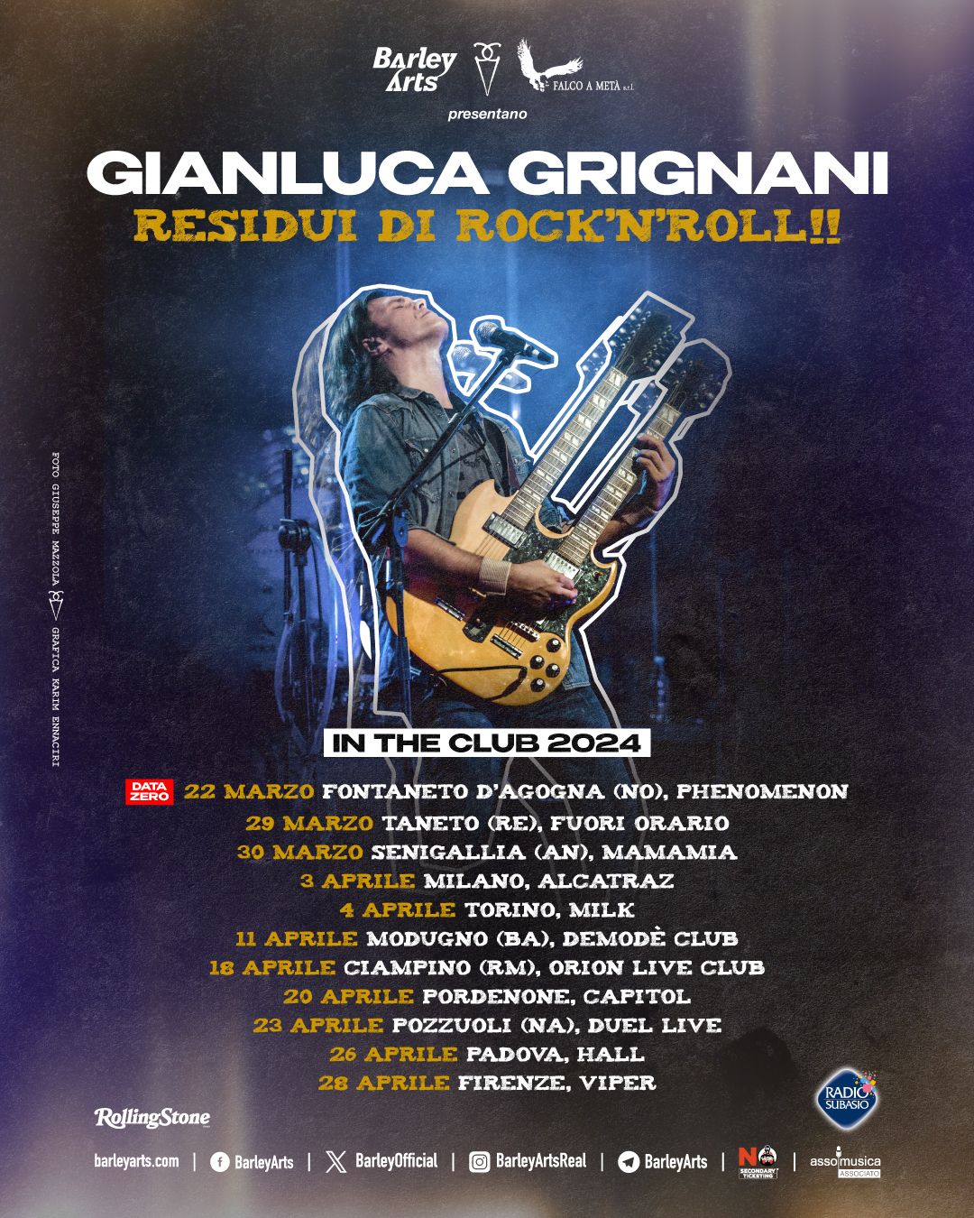 20/04/24 – “RESIDUI DI ROCK’N’ROLL” – tour di concerti – G.Grignani- c/o Capitol – Pordenone